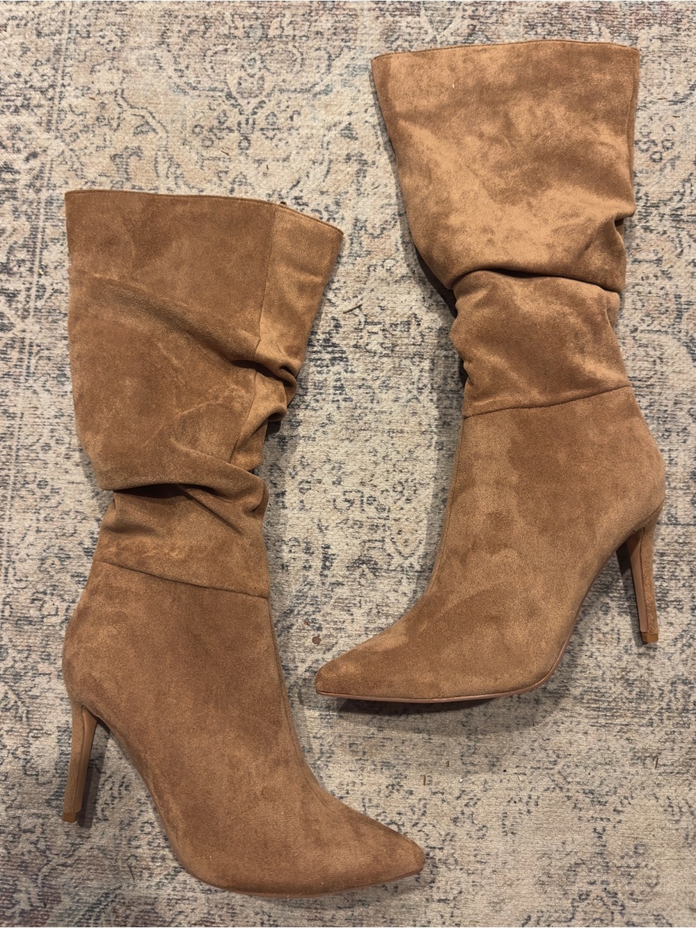Faux Suede Slouchy Stiletto Boots